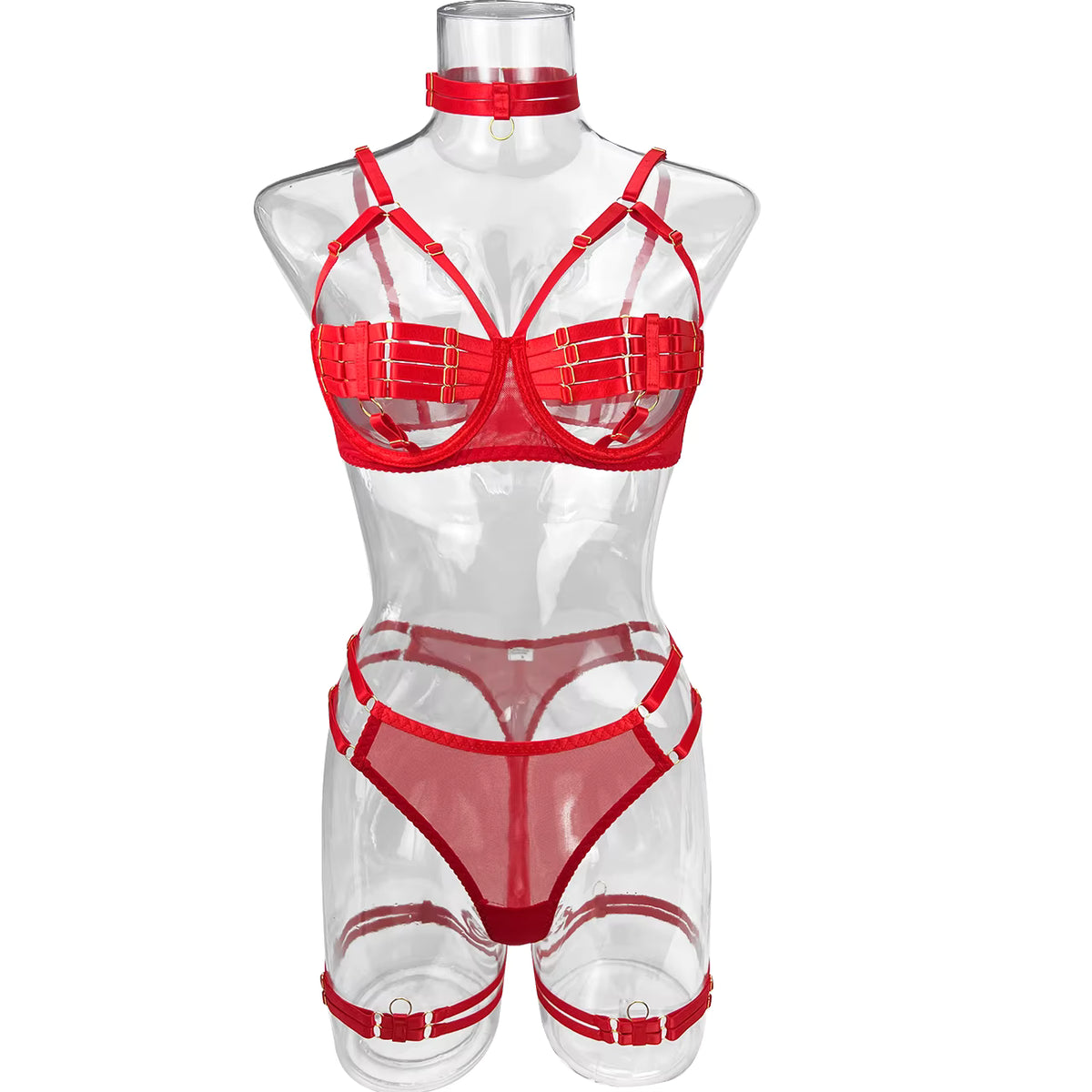 Ellolace Sexy Lingerie Naked Women Without Censorship 5-Piece Sexy Costume Hollow Underwear Uncensored Sensual Open Bra Outfits