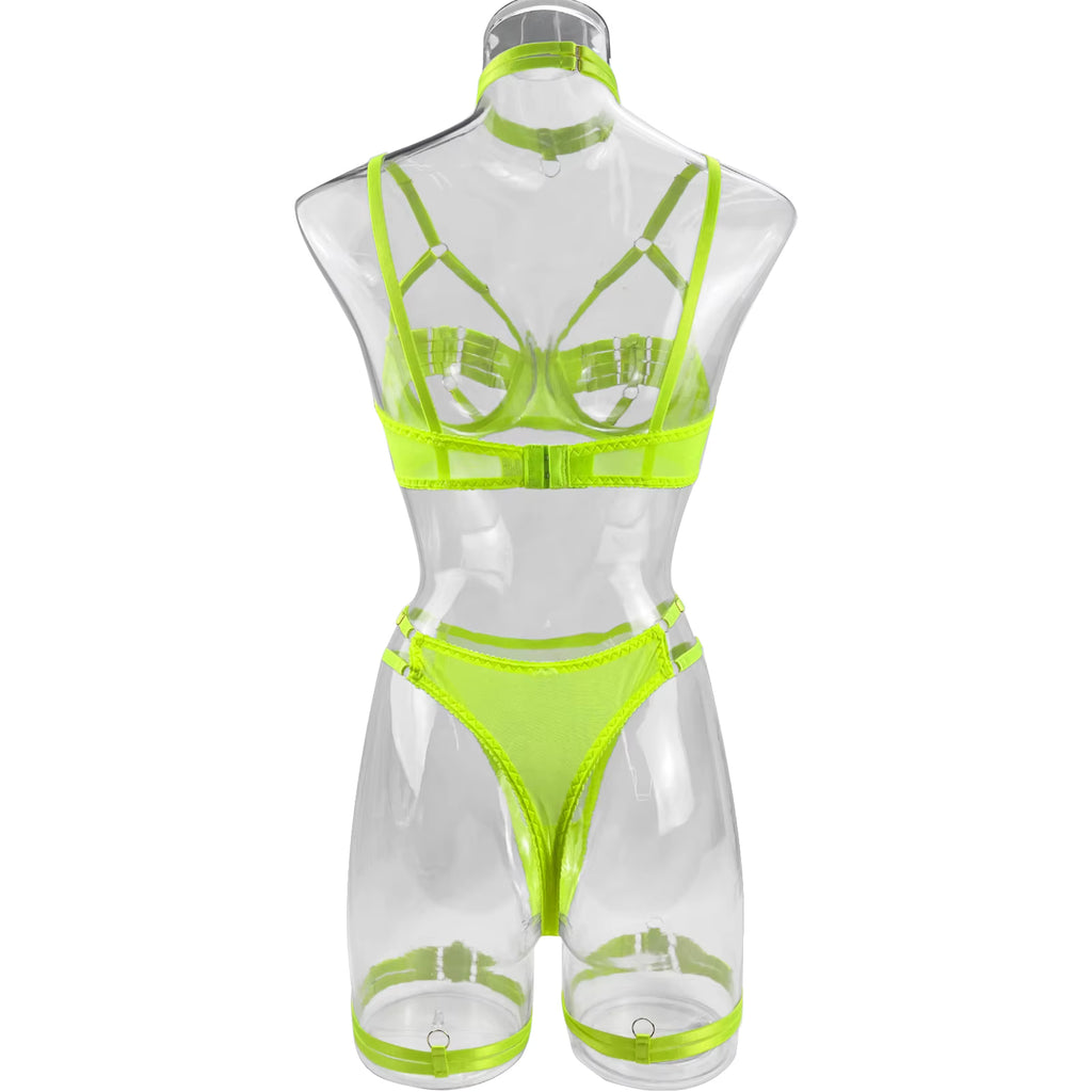 Ellolace Sexy Lingerie Naked Women Without Censorship 5-Piece Sexy Costume Hollow Underwear Uncensored Sensual Open Bra Outfits