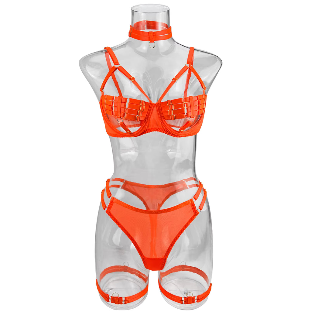 Ellolace Sexy Lingerie Naked Women Without Censorship 5-Piece Sexy Costume Hollow Underwear Uncensored Sensual Open Bra Outfits
