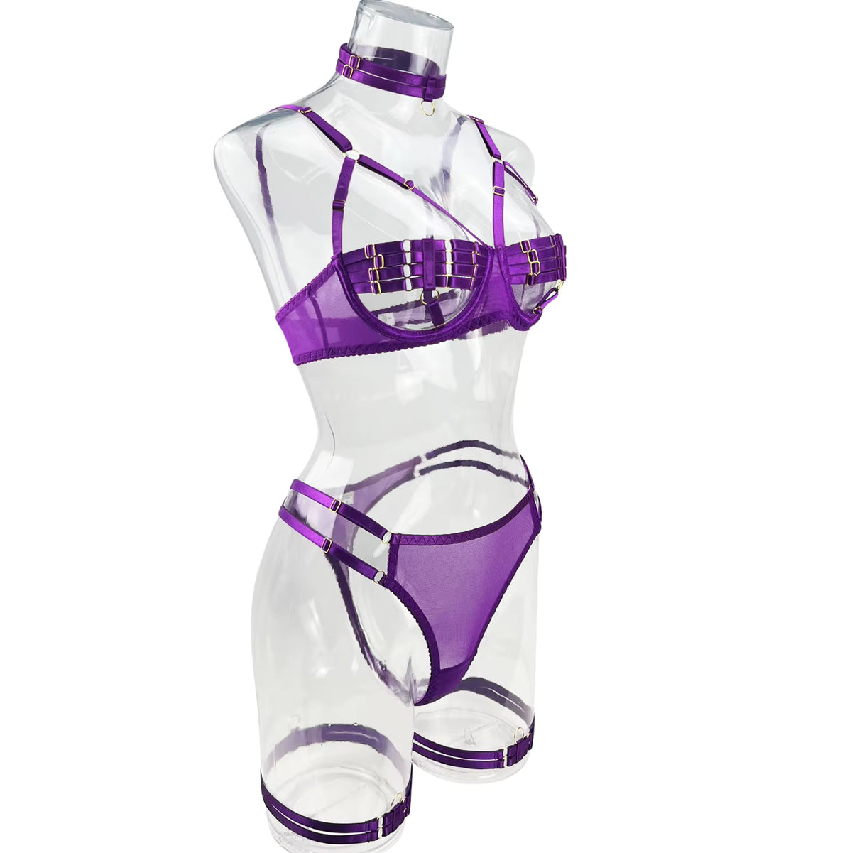 Ellolace Sexy Lingerie Naked Women Without Censorship 5-Piece Sexy Costume Hollow Underwear Uncensored Sensual Open Bra Outfits