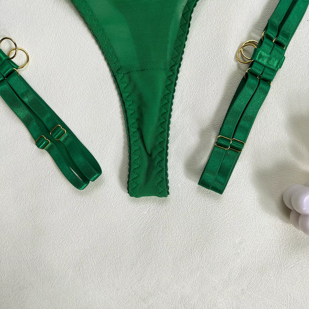 Ellolace Sexy Lingerie Naked Women Without Censorship 5-Piece Sexy Costume Hollow Underwear Uncensored Sensual Open Bra Outfits