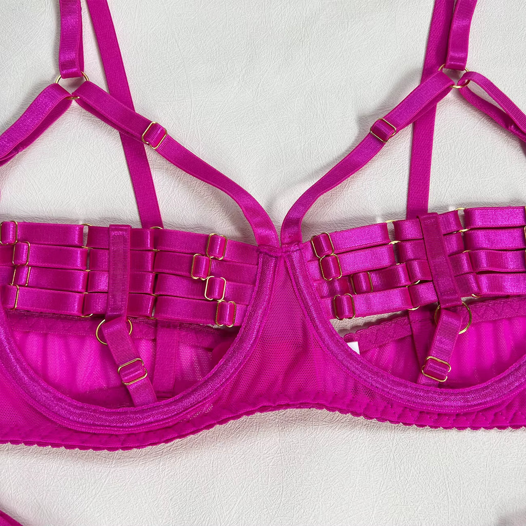Ellolace Sexy Lingerie Naked Women Without Censorship 5-Piece Sexy Costume Hollow Underwear Uncensored Sensual Open Bra Outfits