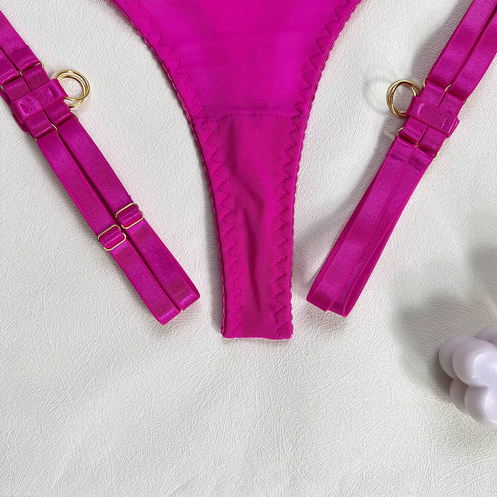 Ellolace Sexy Lingerie Naked Women Without Censorship 5-Piece Sexy Costume Hollow Underwear Uncensored Sensual Open Bra Outfits