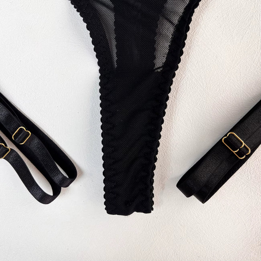 Ellolace Sexy Lingerie Naked Women Without Censorship 5-Piece Sexy Costume Hollow Underwear Uncensored Sensual Open Bra Outfits
