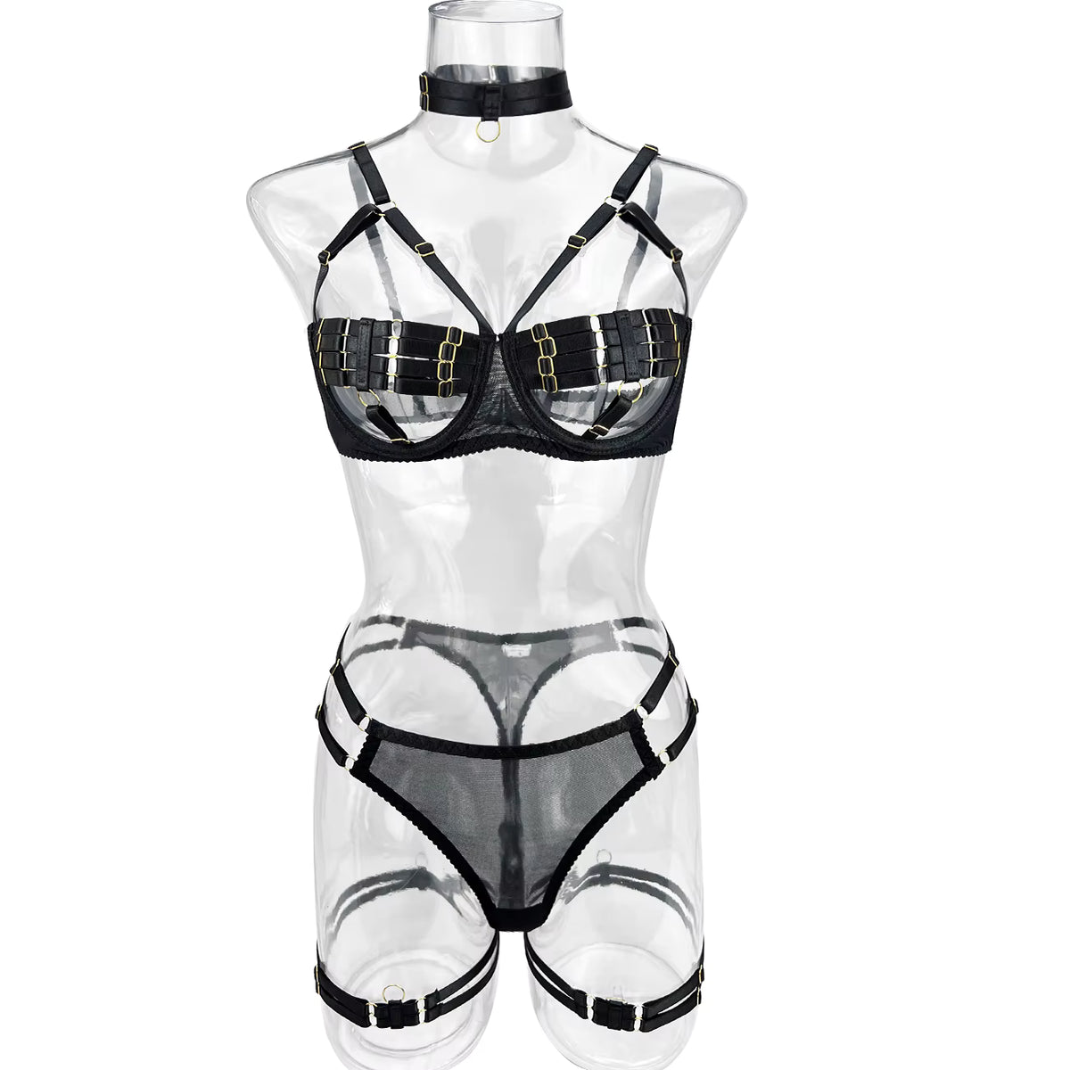 Ellolace Sexy Lingerie Naked Women Without Censorship 5-Piece Sexy Costume Hollow Underwear Uncensored Sensual Open Bra Outfits