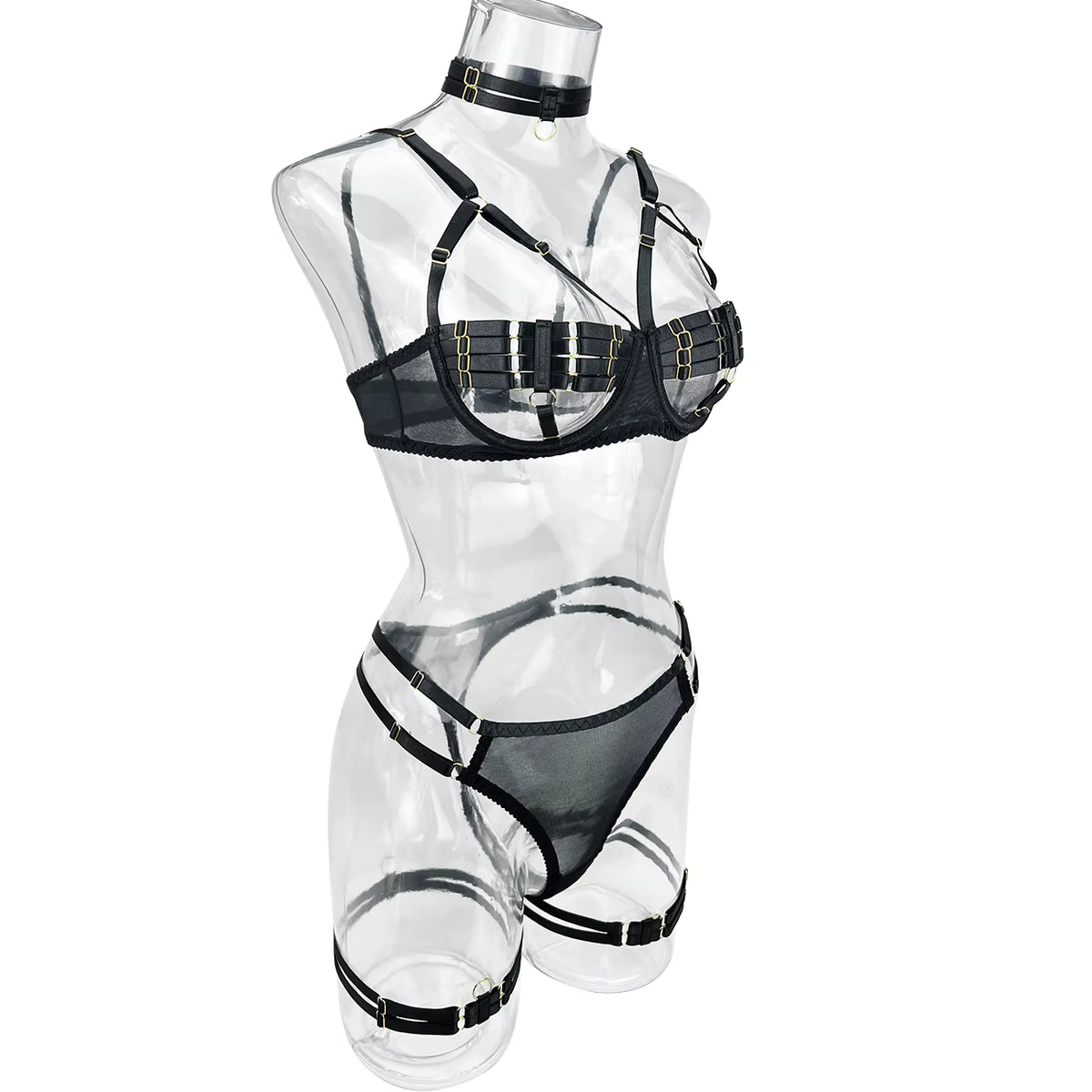 Ellolace Sexy Lingerie Naked Women Without Censorship 5-Piece Sexy Costume Hollow Underwear Uncensored Sensual Open Bra Outfits